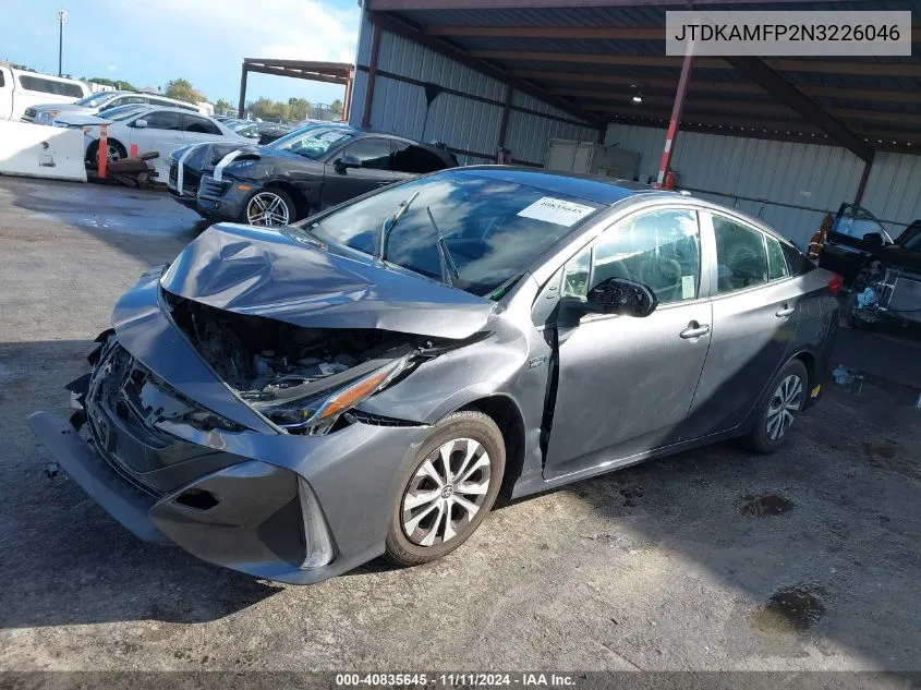 2022 Toyota Prius Prime Le VIN: JTDKAMFP2N3226046 Lot: 40835645