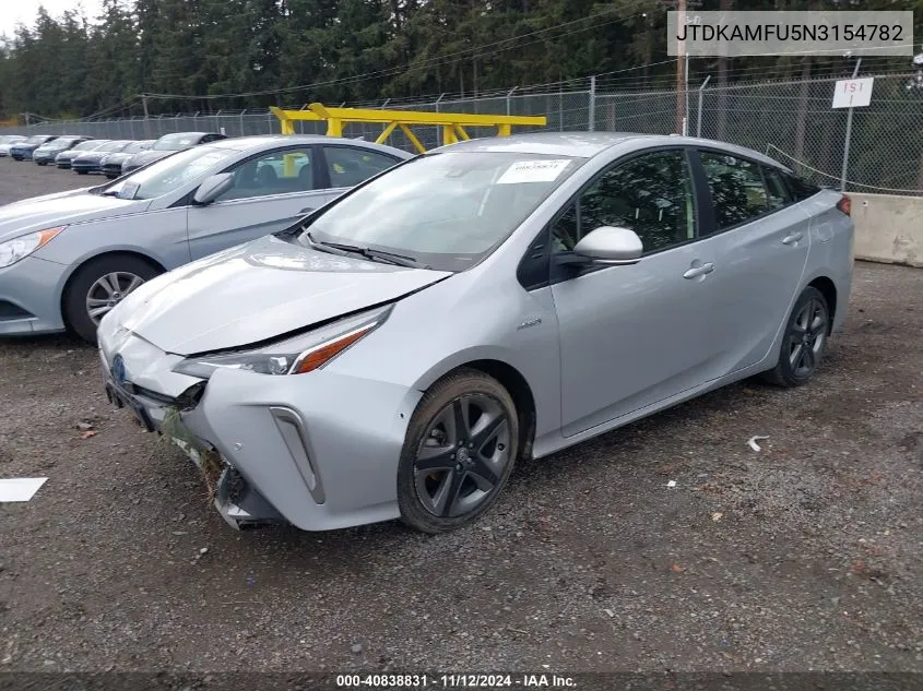 2022 Toyota Prius Xle VIN: JTDKAMFU5N3154782 Lot: 40838831