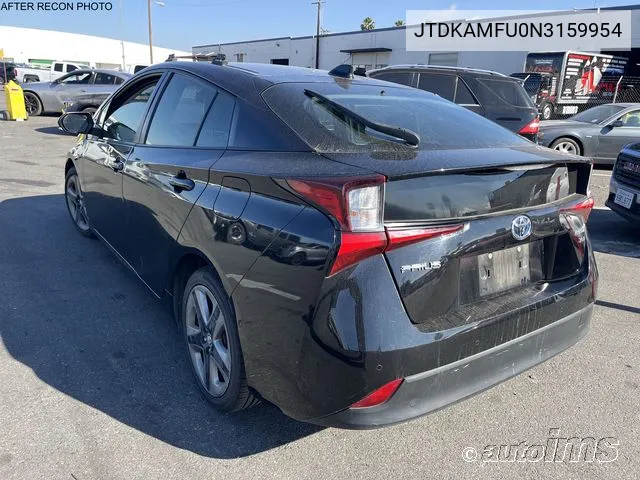 2022 Toyota Prius Night Shade/L/Le/Xle/Limited VIN: JTDKAMFU0N3159954 Lot: 40869365