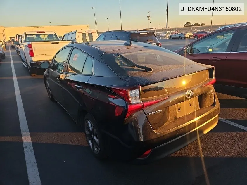 2022 Toyota Prius Night Shade/L/Le/Xle/Limited VIN: JTDKAMFU4N3160802 Lot: 40877968