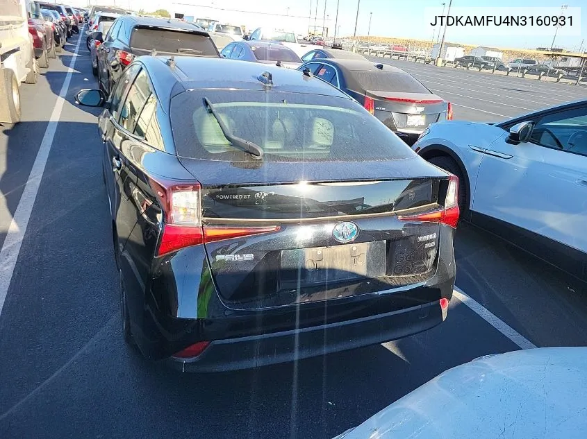 2022 Toyota Prius Night Shade/L/Le/Xle/Limited VIN: JTDKAMFU4N3160931 Lot: 40878045