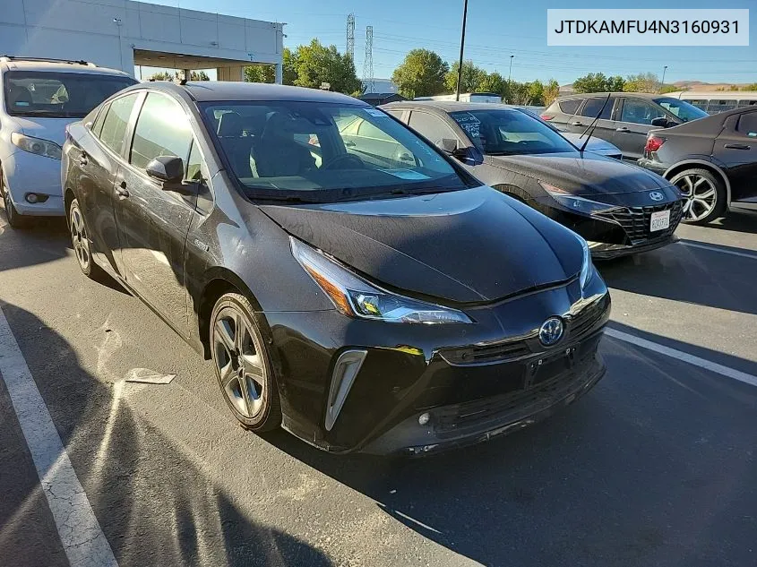 2022 Toyota Prius Night Shade/L/Le/Xle/Limited VIN: JTDKAMFU4N3160931 Lot: 40878045