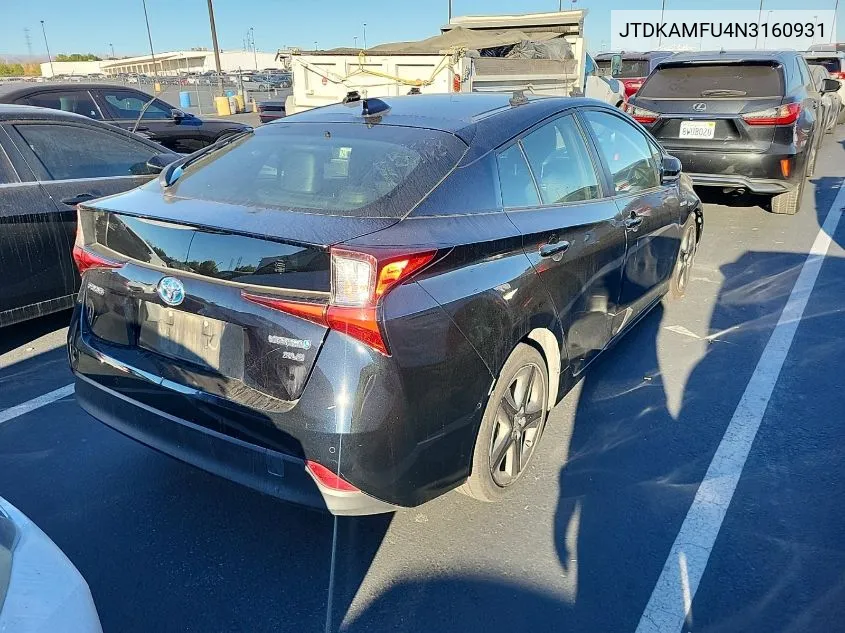 2022 Toyota Prius Night Shade/L/Le/Xle/Limited VIN: JTDKAMFU4N3160931 Lot: 40878045