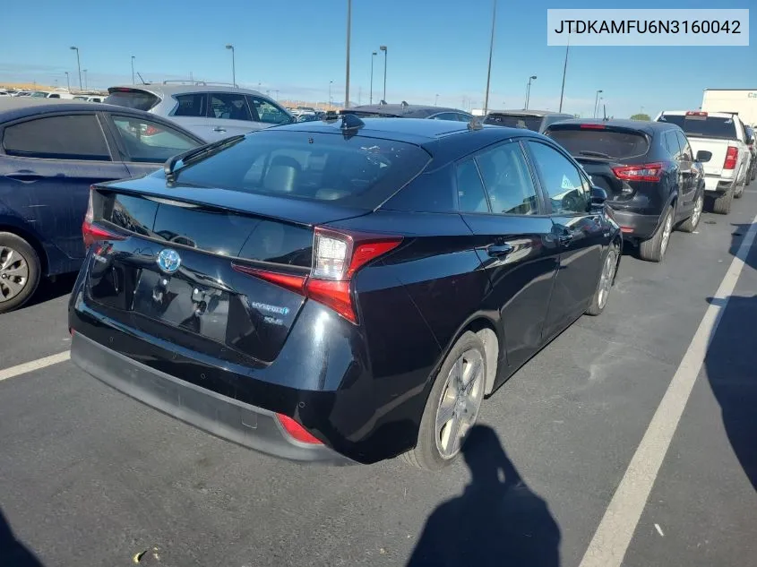 2022 Toyota Prius Night Shade/L/Le/Xle/Limited VIN: JTDKAMFU6N3160042 Lot: 40878055