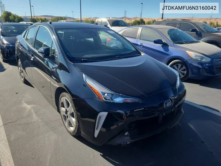 2022 Toyota Prius Night Shade/L/Le/Xle/Limited VIN: JTDKAMFU6N3160042 Lot: 40878055