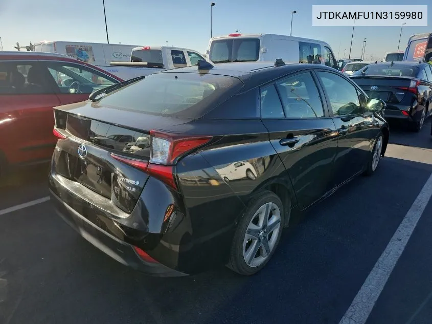 2022 Toyota Prius Night Shade/L/Le/Xle/Limited VIN: JTDKAMFU1N3159980 Lot: 40878575