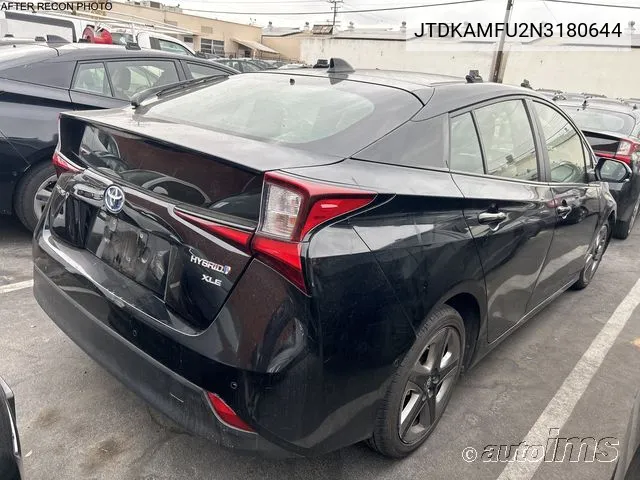 2022 Toyota Prius Xle VIN: JTDKAMFU2N3180644 Lot: 40917049