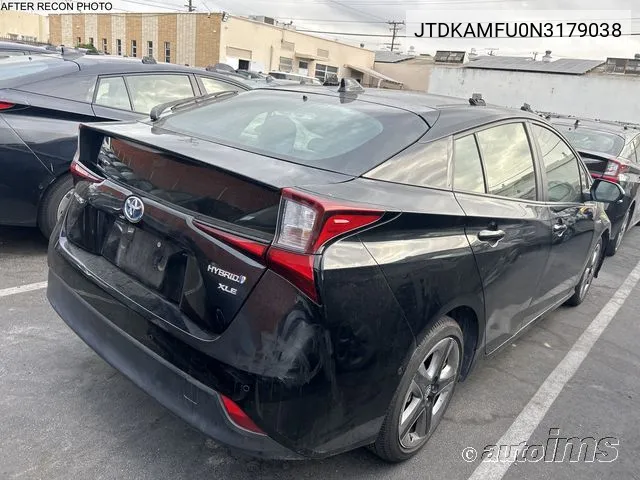 2022 Toyota Prius Xle VIN: JTDKAMFU0N3179038 Lot: 40917059