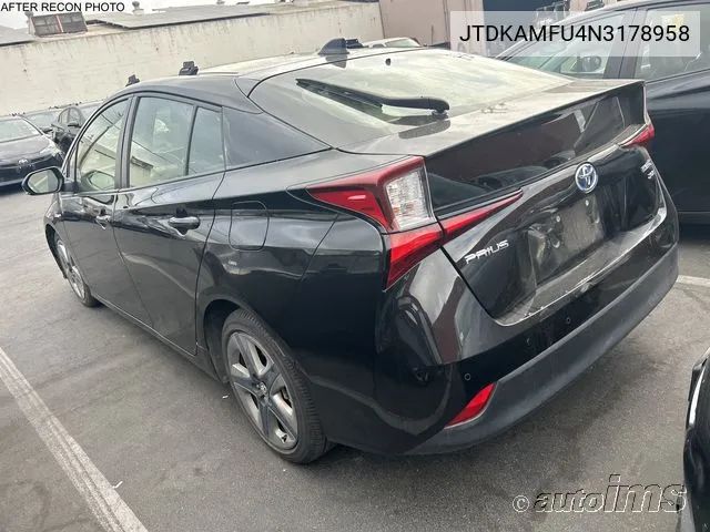 2022 Toyota Prius Xle VIN: JTDKAMFU4N3178958 Lot: 40917061