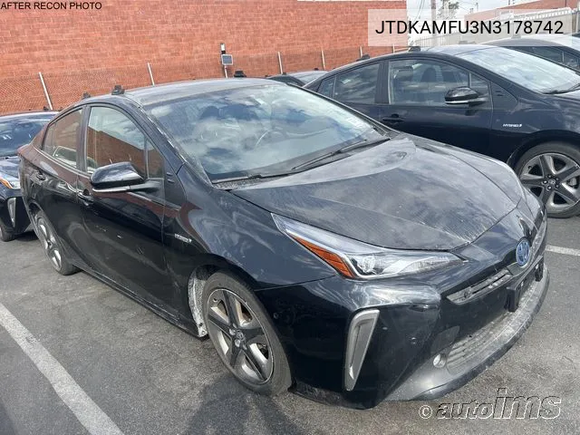 2022 Toyota Prius Xle VIN: JTDKAMFU3N3178742 Lot: 40917371