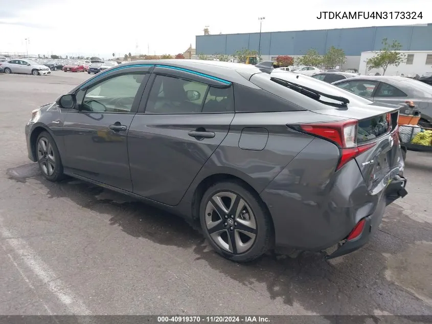 2022 Toyota Prius Xle VIN: JTDKAMFU4N3173324 Lot: 40919370