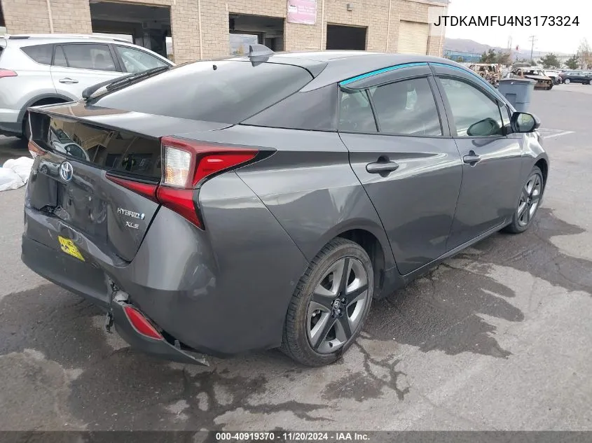 2022 Toyota Prius Xle VIN: JTDKAMFU4N3173324 Lot: 40919370