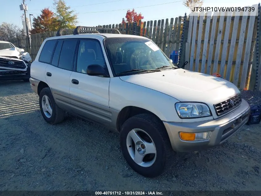 1998 Toyota Rav4 VIN: JT3HP10V6W0194739 Lot: 40751712