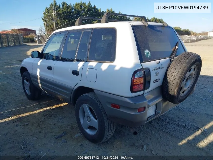 1998 Toyota Rav4 VIN: JT3HP10V6W0194739 Lot: 40751712