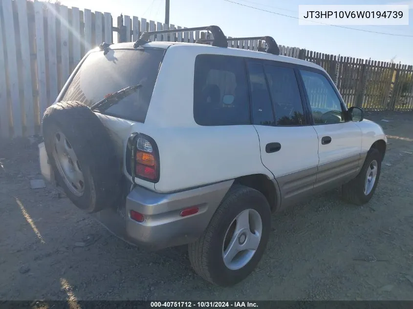 1998 Toyota Rav4 VIN: JT3HP10V6W0194739 Lot: 40751712