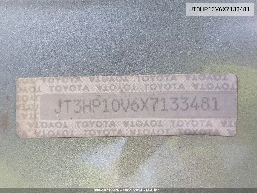 1999 Toyota Rav4 VIN: JT3HP10V6X7133481 Lot: 40719926