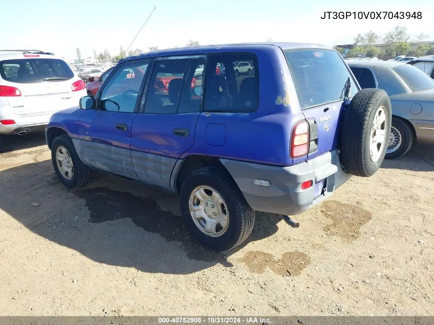 1999 Toyota Rav4 VIN: JT3GP10V0X7043948 Lot: 40752908