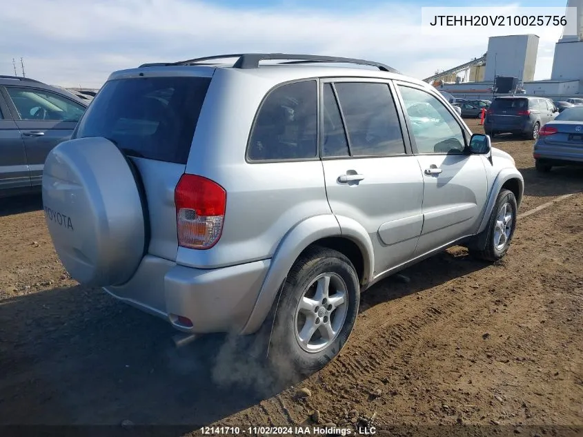 2001 Toyota Rav4 VIN: JTEHH20V210025756 Lot: 12141710