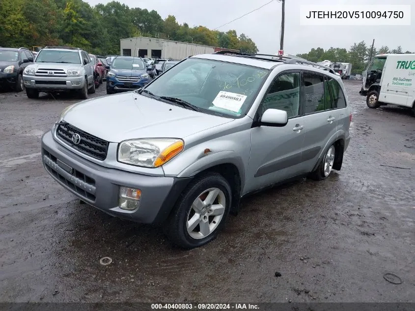 2001 Toyota Rav4 VIN: JTEHH20V510094750 Lot: 40400803