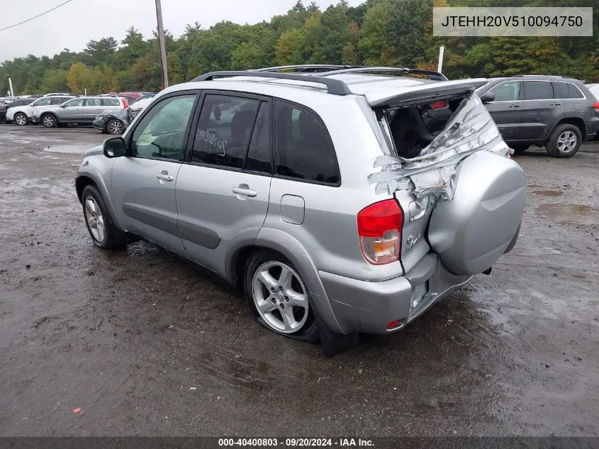 2001 Toyota Rav4 VIN: JTEHH20V510094750 Lot: 40400803