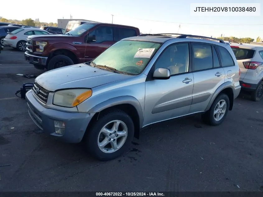 2001 Toyota Rav4 VIN: JTEHH20V810038480 Lot: 40672022