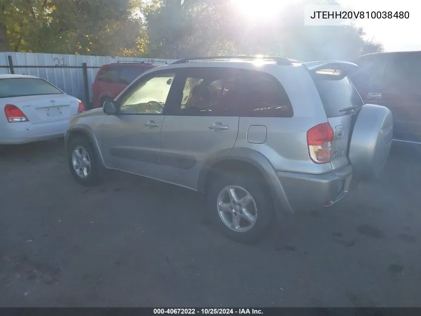 2001 Toyota Rav4 VIN: JTEHH20V810038480 Lot: 40672022