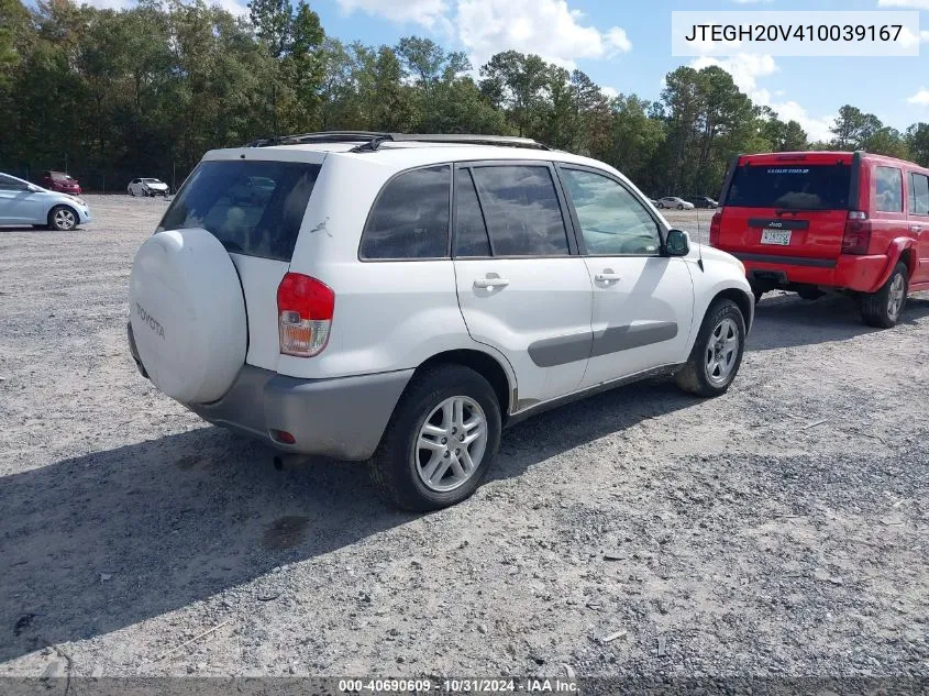 2001 Toyota Rav4 Base (A4) VIN: JTEGH20V410039167 Lot: 40690609