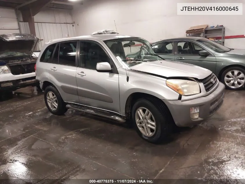 2001 Toyota Rav4 VIN: JTEHH20V416000645 Lot: 40775375