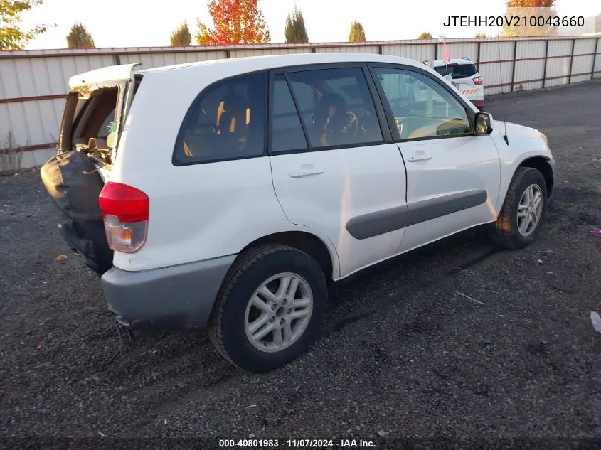 2001 Toyota Rav4 VIN: JTEHH20V210043660 Lot: 40801983