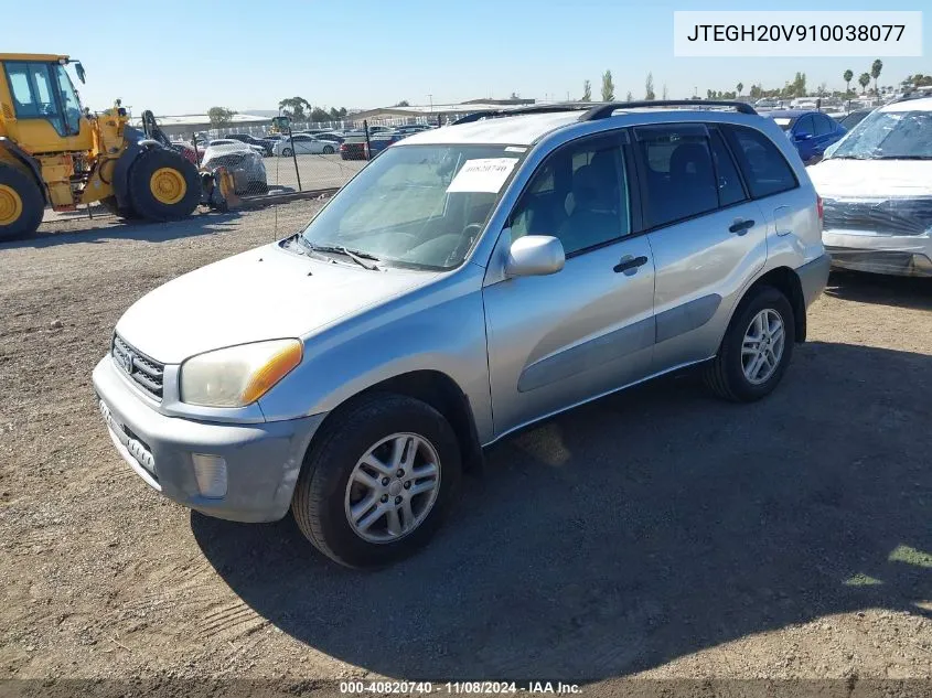 2001 Toyota Rav4 VIN: JTEGH20V910038077 Lot: 40820740