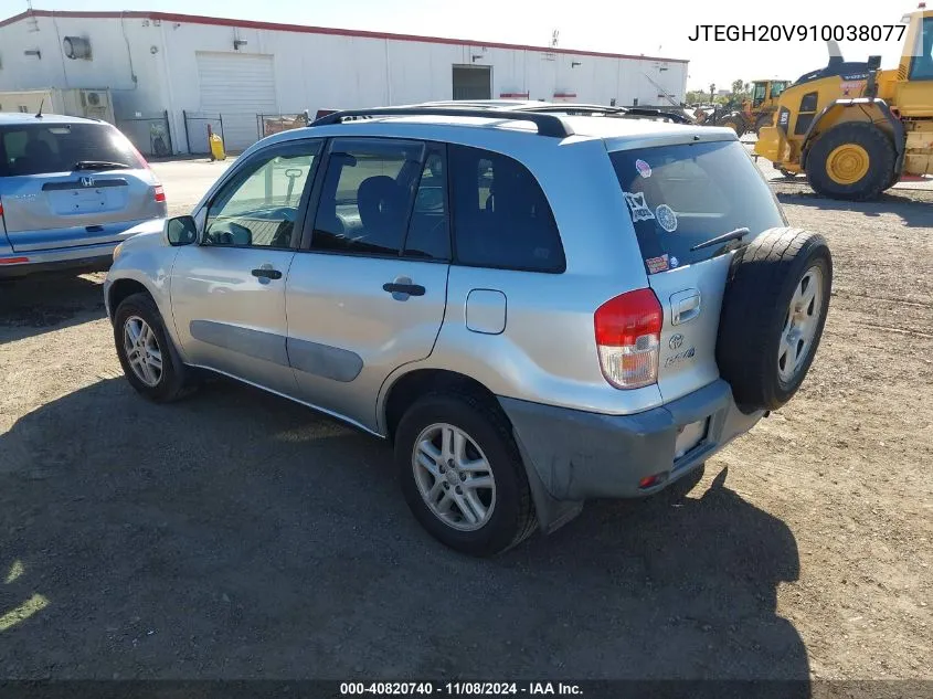 2001 Toyota Rav4 VIN: JTEGH20V910038077 Lot: 40820740