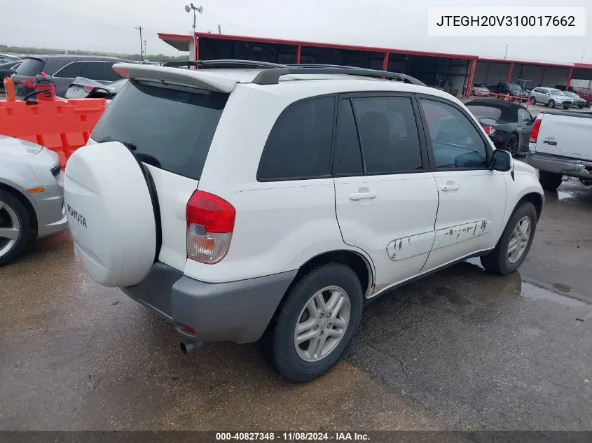 2001 Toyota Rav4 VIN: JTEGH20V310017662 Lot: 40827348