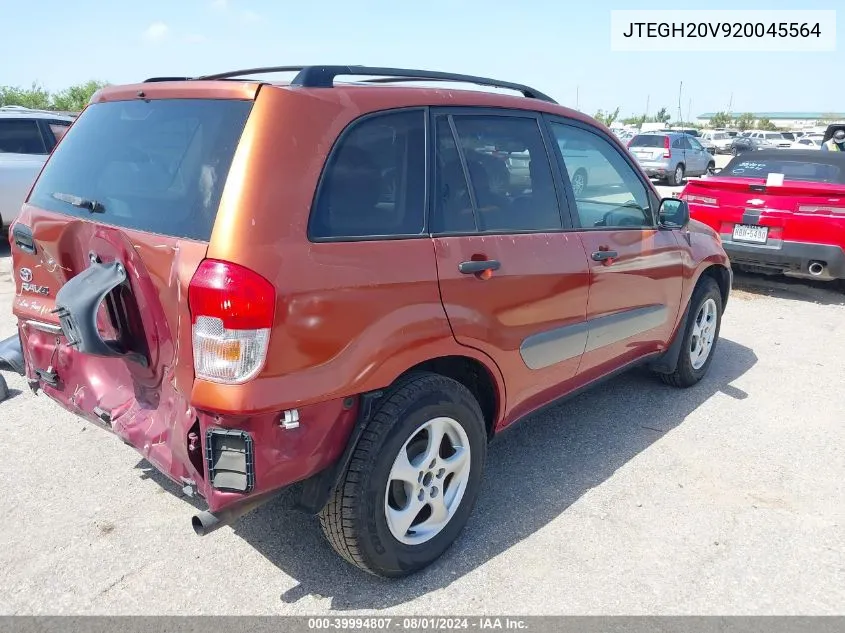 2002 Toyota Rav4 VIN: JTEGH20V920045564 Lot: 39994807