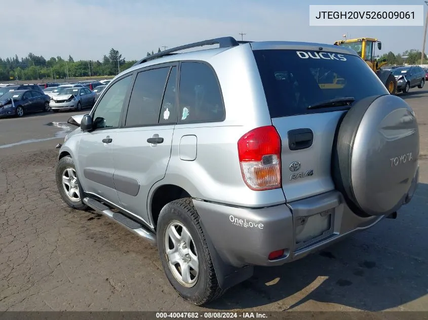 2002 Toyota Rav4 VIN: JTEGH20V526009061 Lot: 40047682