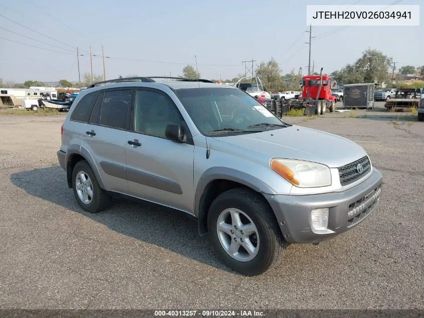 2002 Toyota Rav4 VIN: JTEHH20V026034941 Lot: 40313257