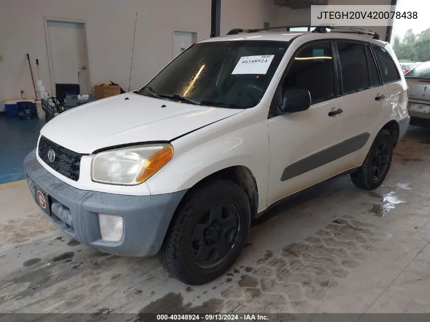 2002 Toyota Rav4 VIN: JTEGH20V420078438 Lot: 40348924