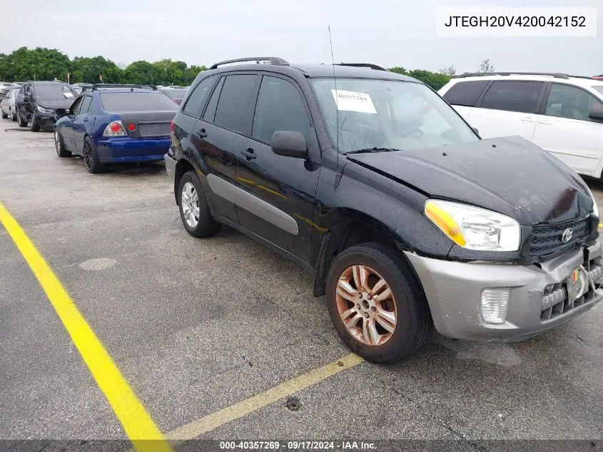 2002 Toyota Rav4 VIN: JTEGH20V420042152 Lot: 40357269