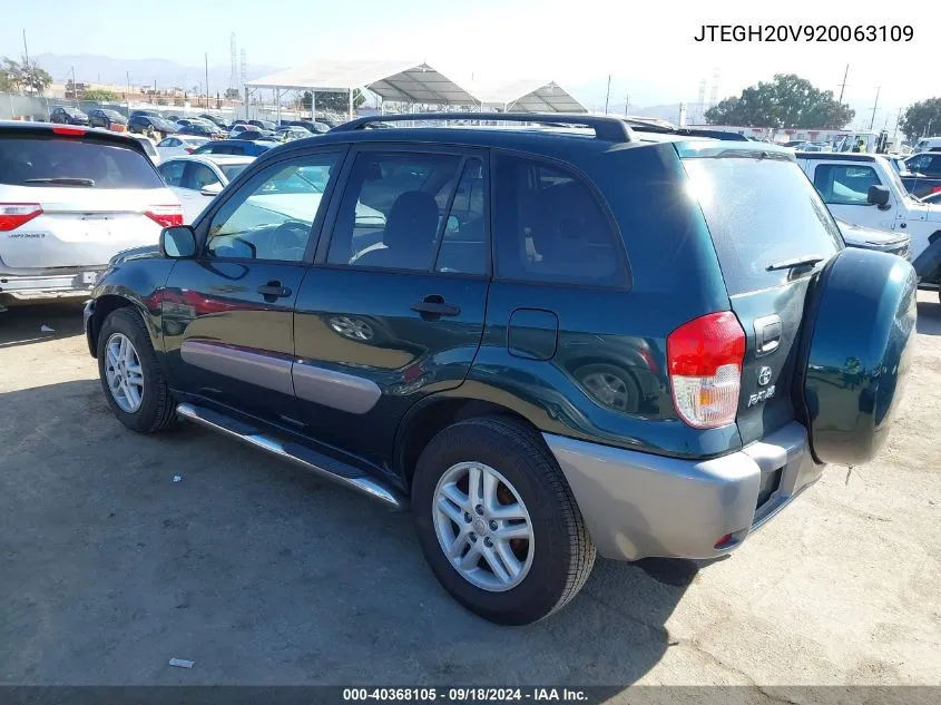 2002 Toyota Rav4 VIN: JTEGH20V920063109 Lot: 40368105