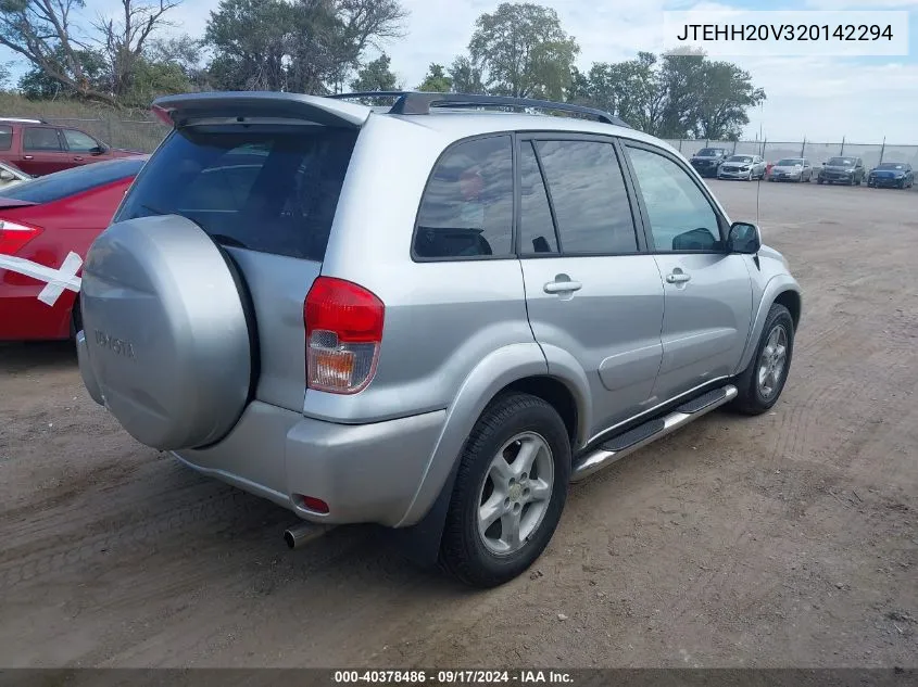 2002 Toyota Rav4 VIN: JTEHH20V320142294 Lot: 40378486