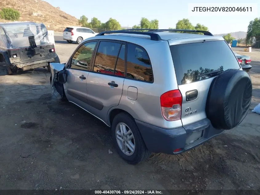 2002 Toyota Rav4 VIN: JTEGH20V820046611 Lot: 40430706