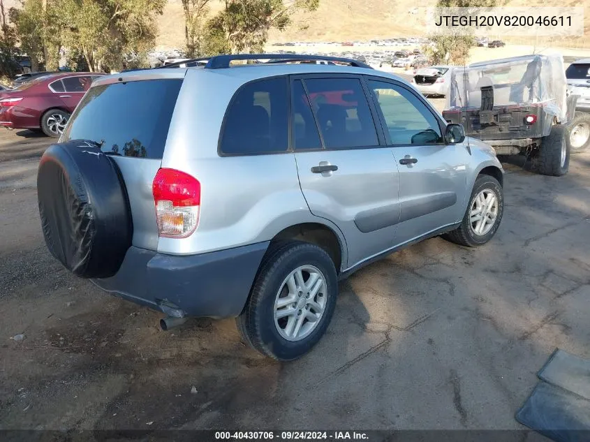 2002 Toyota Rav4 VIN: JTEGH20V820046611 Lot: 40430706