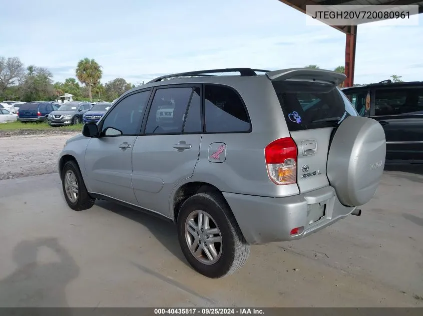 2002 Toyota Rav4 VIN: JTEGH20V720080961 Lot: 40435817