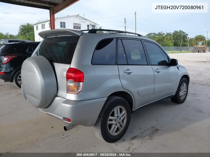 2002 Toyota Rav4 VIN: JTEGH20V720080961 Lot: 40435817