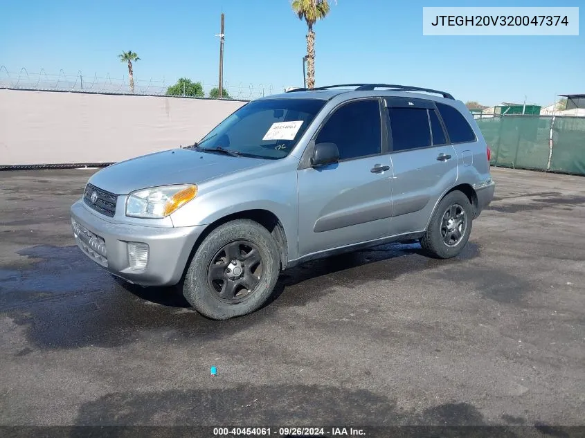 2002 Toyota Rav4 VIN: JTEGH20V320047374 Lot: 40454061