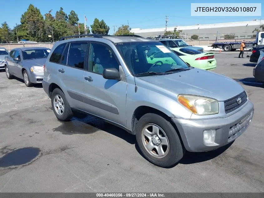 2002 Toyota Rav4 VIN: JTEGH20V326010807 Lot: 40460356