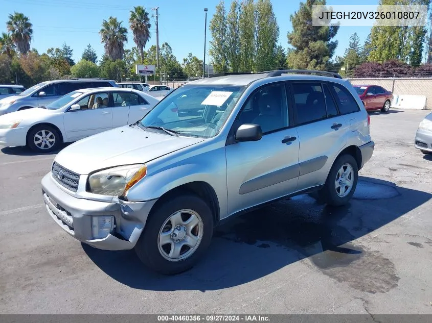 2002 Toyota Rav4 VIN: JTEGH20V326010807 Lot: 40460356