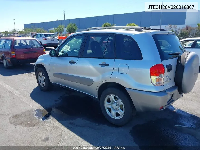 2002 Toyota Rav4 VIN: JTEGH20V326010807 Lot: 40460356