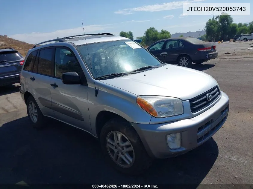 2002 Toyota Rav4 VIN: JTEGH20V520053743 Lot: 40462426