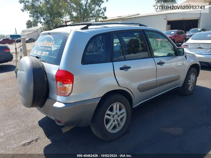 2002 Toyota Rav4 VIN: JTEGH20V520053743 Lot: 40462426