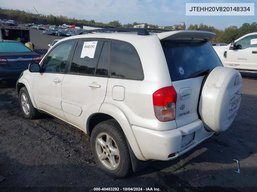 2002 Toyota Rav4 VIN: JTEHH20V820148334 Lot: 40483292